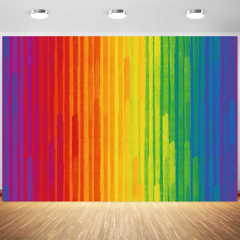 10x6.5ft Rainbow Backdrop Paint Art Colorful Wall Photography Background Kids Birthday Girls Baby Shower Party Cake Table Banner Decoration Supplies Photo Booth Props