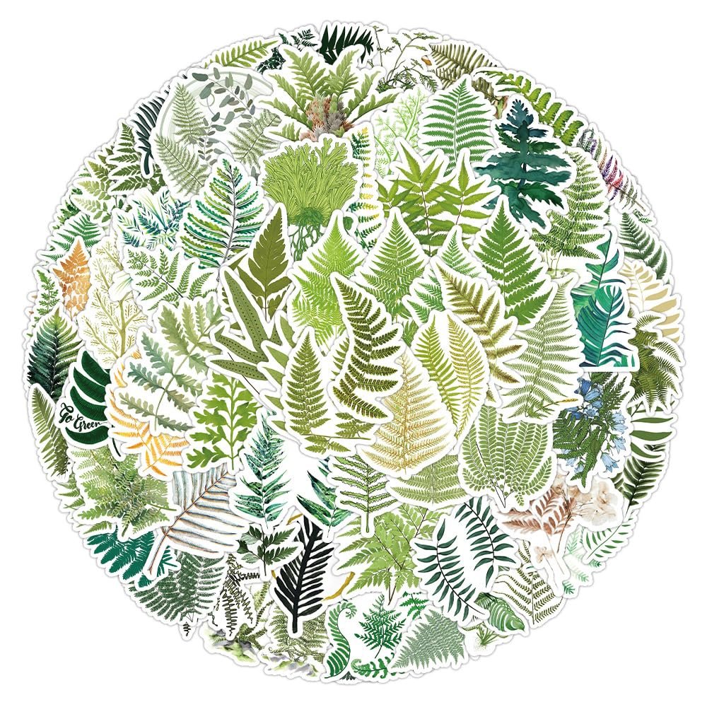 100 Packs Green Leaves Stickers Water Bottles Laptop Phone Computer Guitar Skateboard Hydroflasks Green Plant Vinyl Sticker Waterproof Aesthetic Trendy Decals for Kids Teens Girls Adults