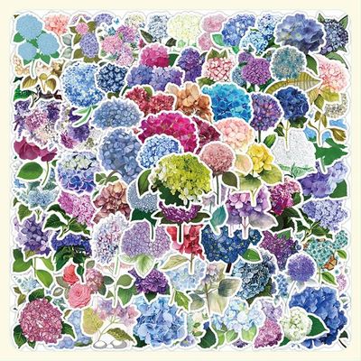 100 Packs Hydrangea Stickers Water Bottles Laptop Phone Computer Guitar Skateboard Hydroflasks Flower Vinyl Sticker Waterproof Aesthetic Trendy Decals for Kids Teens Girls Adults