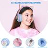 Cat Ear Bluetooth Headphones Wireless Foldable On Ear Earphone, RGB Light Up ,HiFi Stereo and Noise Cancelling Over-Ear Headphones for Kid&Girl As a Gift For PC/Laptop/Tablet/Phone/Pad (green) view 2