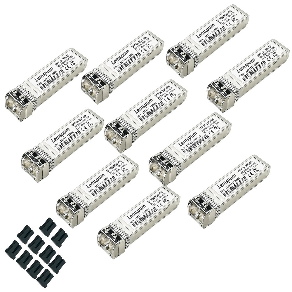 25GBase-SR Multimode SFP+ Transceiver 25G SFP28 850nm 100m DOM Duplex LC MMF Optical Transceiver Module Compatilbe with Intel E25GSFP28SR (10-Pack, 25GBase-SR|100m)