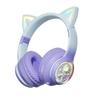 Cat Ear Bluetooth Headphones Wireless Foldable On Ear Earphone, RGB Light Up ,HiFi Stereo and Noise Cancelling Over-Ear Headphones for Kid&Girl As a Gift For PC/Laptop/Tablet/Phone/Pad (purple) view 1