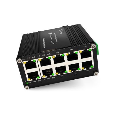 Industrial Gigabit 10-Port 802.3at PoE Switch, 20Gbps Ethernet Switch Supporting DIN-Rail, 48~57VDC Input