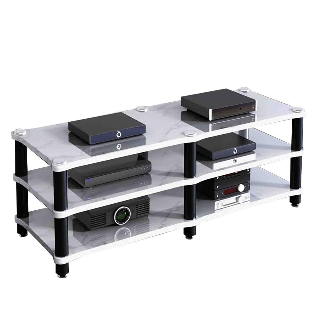 Cinema Audio Equipment Bracket Professional Amplifier Bracket Home Audio Bracket Multi-Layer Design Do not Hurt The Equipment Strong Support Wide Range of uses (Color : White, Size : 120 * 48 * 54cm)