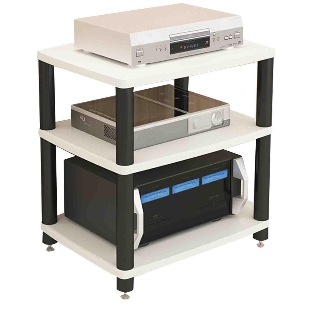 Cinema Audio Equipment Rack Professional Amplifier Stand Multi-Functional Multi-Layer Audio Stand Strong Structure Easy to Clean Long Service Life (Color : White, Size : 3st Floor)