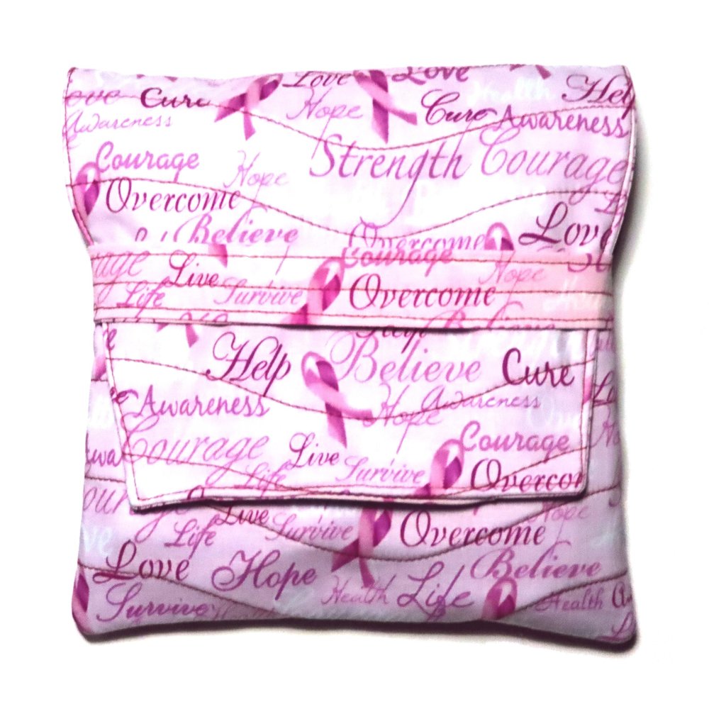 EReader Quilted Sleeve, Medium 8.25" x 9.25" Book Sleeve, Quilted, Padded, Cancer Pink Ribbons Clutch Purse