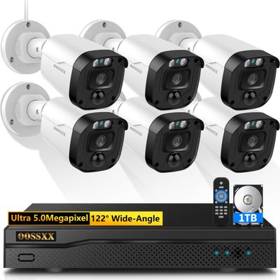 OOSSXX (Full HD-5MP Definition Wired Security Camera System Outdoor Home Video Surveillance Cameras CCTV Camera Security System Outside Surveillance Video Equipment Indoor, OSX-AHDB0601, DVR Kits