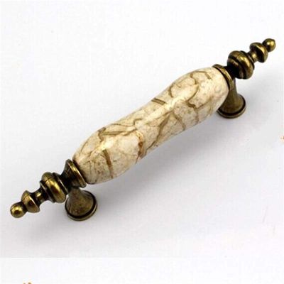 ECOLFE Antique Cabinet Drawer Handles, Antique Cabinet Handles Marble Vein Ceramic Drawer Cupboard Wardrobe Pulls Bronze Zinc Alloy Furniture Handle Knobs Pulls 76mm