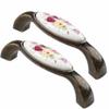 ECOLFE Antique Cabinet Drawer Handles, 2pcs European Style Kitchen Cabinet Knobs,Retro Rose Flower Ceramic Cupboard Drawer Pull Handle,Door Wardrobe Furniture Handle Drawer Pull Knob-A2-128MM(A196mm) view 1