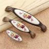 ECOLFE Antique Cabinet Drawer Handles, 2pcs European Style Kitchen Cabinet Knobs,Retro Rose Flower Ceramic Cupboard Drawer Pull Handle,Door Wardrobe Furniture Handle Drawer Pull Knob-A2-128MM(A196mm) view 3