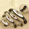 ECOLFE Antique Cabinet Drawer Handles, 2pcs European Style Kitchen Cabinet Knobs,Retro Rose Flower Ceramic Cupboard Drawer Pull Handle,Door Wardrobe Furniture Handle Drawer Pull Knob-A2-128MM(A196mm) view 4