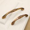ECOLFE Antique Cabinet Drawer Handles, 2Pcs Antique Copper Handle Retro Cabinet Door Yellow Bronze Handle Drawer Cupboard Closet Handle 96Mm (Color : 128mm) view 4