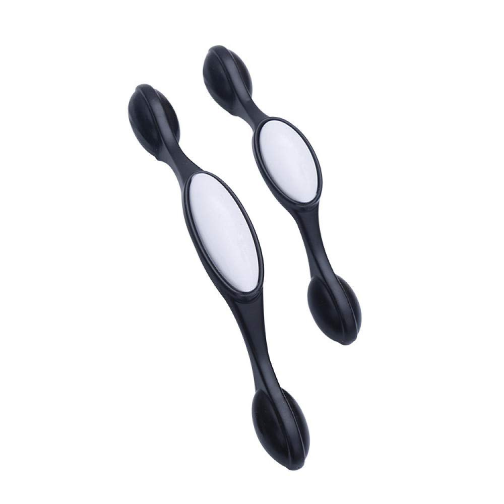 Antique Cabinet Drawer Handles, 2Pcs Aluminum Alloy Black and White Handle Wine Cabinet Door Wardrobe Door Drawer Cupboard Door Handle 96 Asian Black (Color : 128 Black)