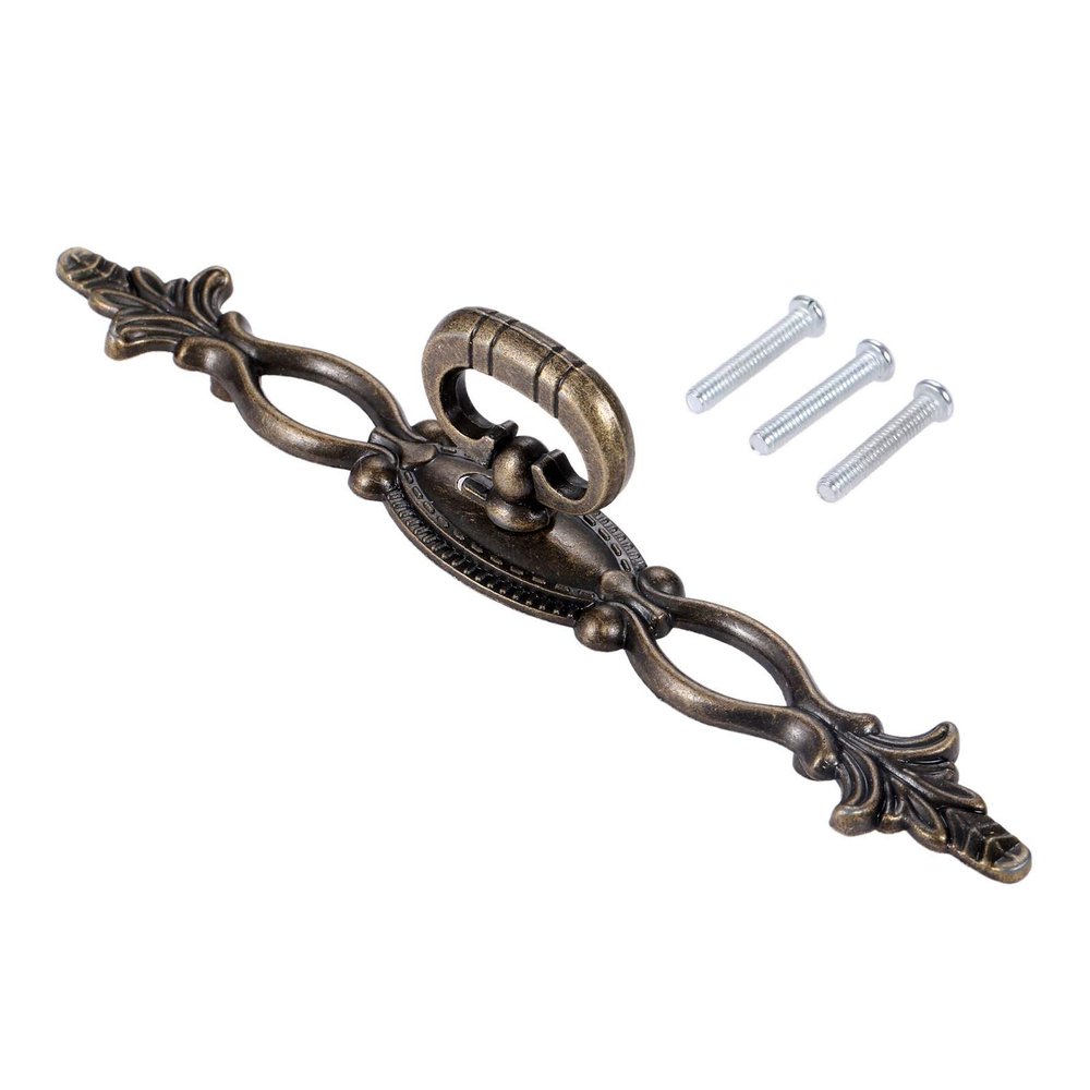 ECOLFE Antique Cabinet Drawer Handles, 1pc Drawer Wardrobe Door Pull Handle Antique Bronze Flower Furniture Handle Knob Wooden Box Handles with Screws