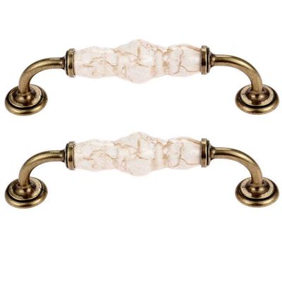 Antique Cabinet Drawer Handles, 2pcs Modern Style Retro Marble Ceramic Handle for Kitchen Cupboards Cabinet Door knobs Drawer Pulls (Color : B:Pitch of Holes 128mm)