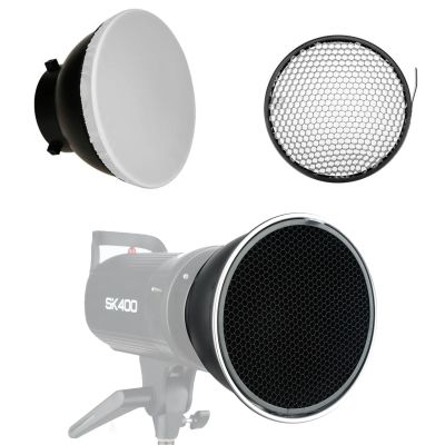 7inch 18cm Standard Reflector Diffuser with Degree Honeycomb Grid, Compatible with Bowens Mount Studio Light Strobe Flash (Standard Reflector+50x Honeycomb Grid+White Standard Reflector Cloth)