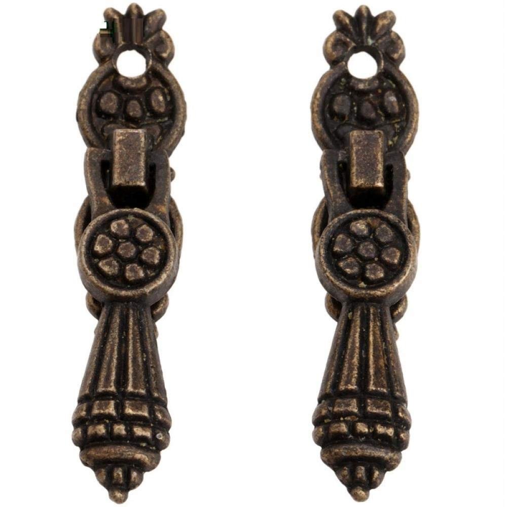 ECOLFE Antique Cabinet Drawer Handles, 2Pcs Antique Handles Drawer Pull Cabinet Drawer Kitchen Door Handle Furniture Knob Wood Box Pull Handle