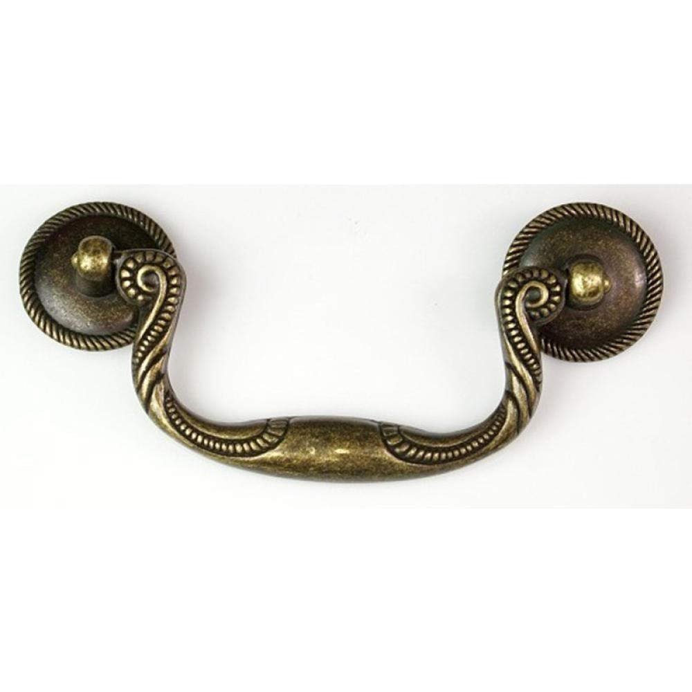 ECOLFE Antique Cabinet Drawer Handles, Vintage Simple Wooden Wine Gift Box Furniture Handle Zinc Alloy Bronze Tone 4Pcs