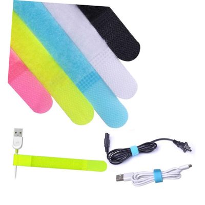 Homoyoyo 20pcs Candy Color Cable Straps Hook and Fastening Ties Reusable Fasteners for Cord Organization Random Colors for Home Office Use