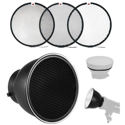 7inch 18cm Standard Reflector Diffuser Lamp Shade with 20/40/60 Degree Honeycomb Grid, Compatible with Bowens Mount Studio Flash Studio Strobe Light Monolight