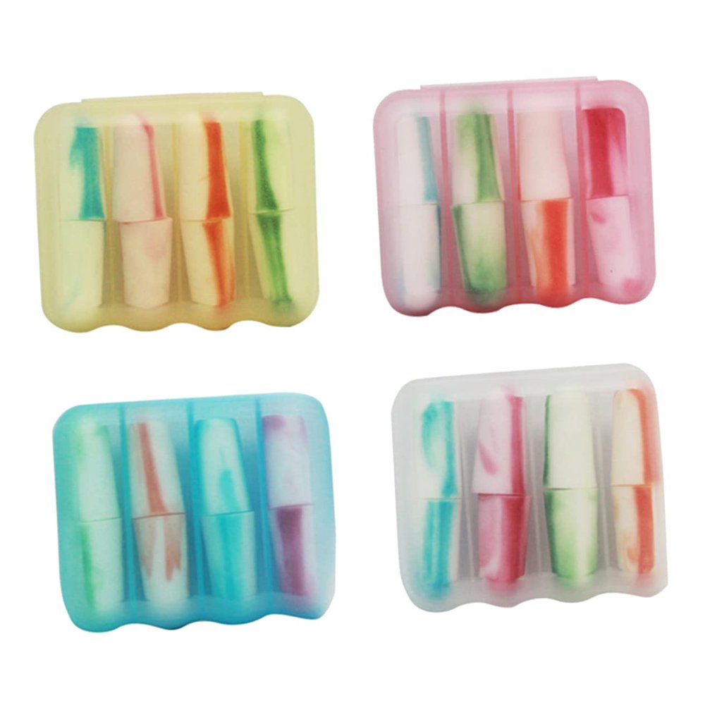 FRCOLOR 4pcs Noise Reduction Earplugs Mute Ear Protectors for Sleeping and Studying Soft Pu Material Comfortable Fit for Everyday Use Mixed Colors