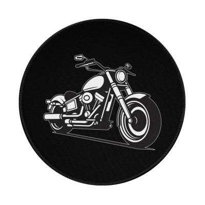 Rqwaaed Retro Monochrome Motorcycle 2 PCS Charming Round Mouse Pad Cute Design Non-Slip Waterproof 7.9 x 7.9 x 0.12 in