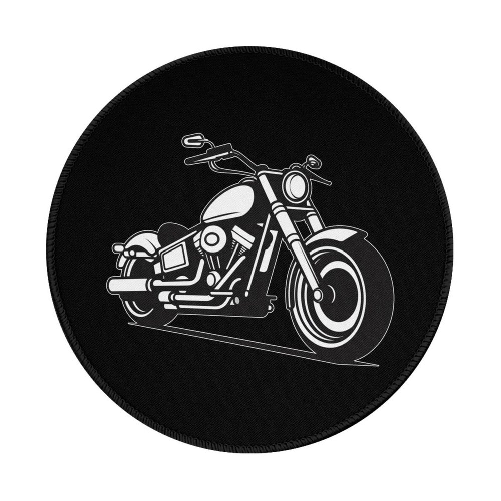 Rqwaaed Retro Monochrome Motorcycle 2 PCS Charming Round Mouse Pad Cute Design Non-Slip Waterproof 7.9 x 7.9 x 0.12 in