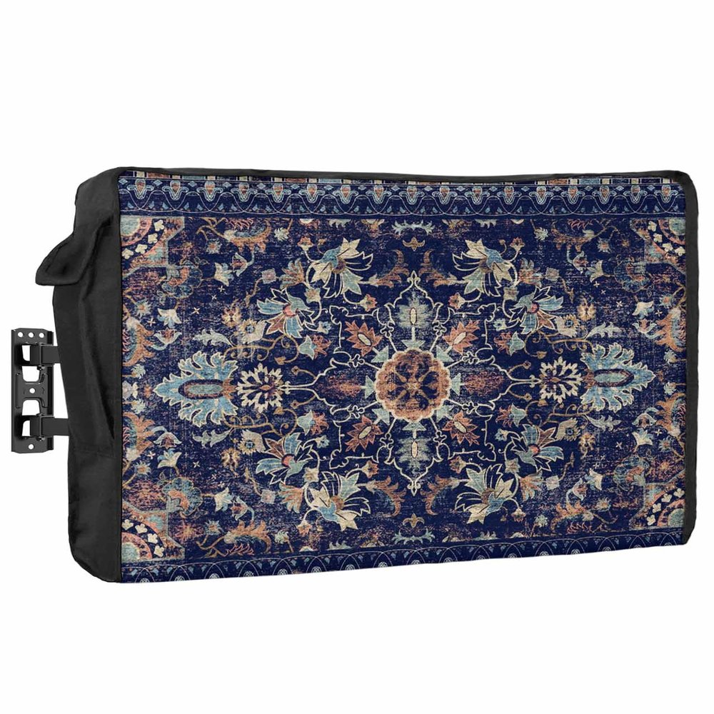 Southwest Flower Waterproof Outdoor TV Cover 40-43 Inch Weatherproof, Outside Television Cover TV Screen Protector with Remote Control Pocket, Rustic Tribal Oriental Native Boho