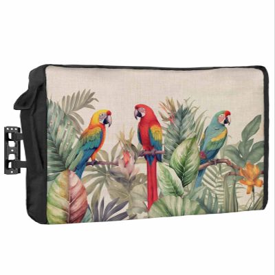 Tropical Birds Waterproof Outdoor TV Cover 36-39 Inch Weatherproof, Outside Television Cover TV Screen Protector with Remote Control Pocket, Rustic Green Palm Tree Leaves Animal