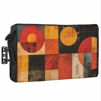 Red Orange Waterproof Outdoor TV Cover 70-72 Inch Weatherproof, Outside Television Cover TV Screen Protector with Remote Control Pocket, Black Contemporary Abstract Painting Art