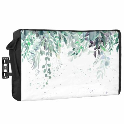 Watercolor Eucalyptus Waterproof Outdoor TV Cover 80-85 Inch Weatherproof, Outside Television Cover TV Screen Protector with Remote Control Pocket, Botanical Sweeping Leaves White