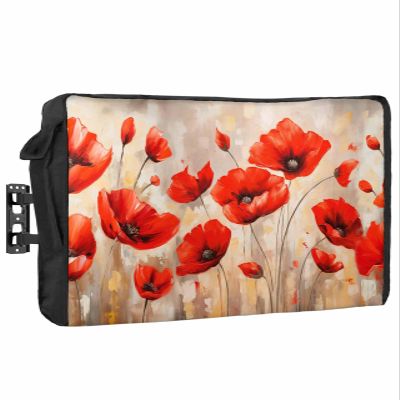 Abstract Red Flower Waterproof Outdoor TV Cover 40-43 Inch Weatherproof, Outside Television Cover TV Screen Protector with Remote Control Pocket, Modern Painting Art Spring Herbs