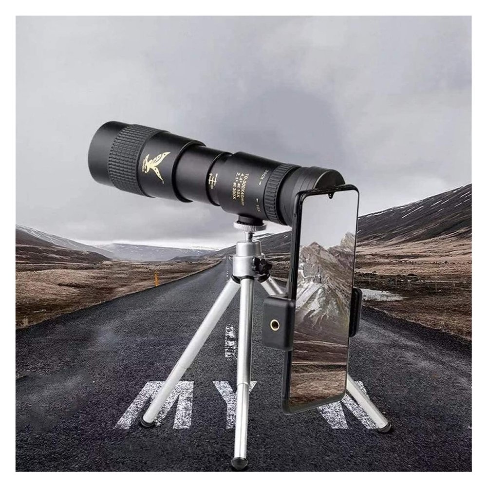Concert Camping Telescope for Adults - 4K Monocular Telescope 10-300X40mm Super Telephoto Zoom Tripod FMC Ultra High Transmission Fit Smartphone