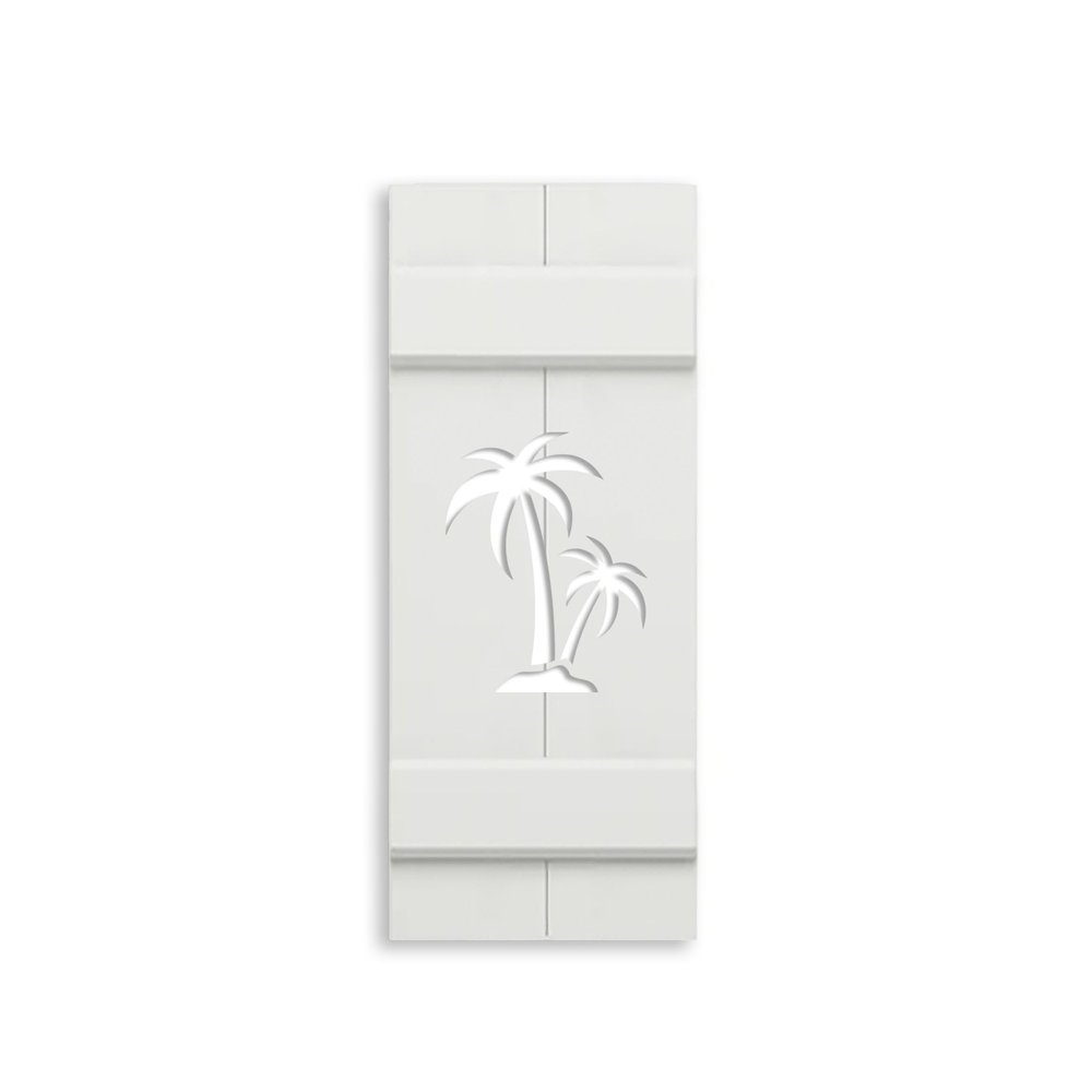 Double Palm Tree Shutter, Custom Exterior PVC, Coastal Decor-Sold Individually (Width: 14.5, Height: 40.5)