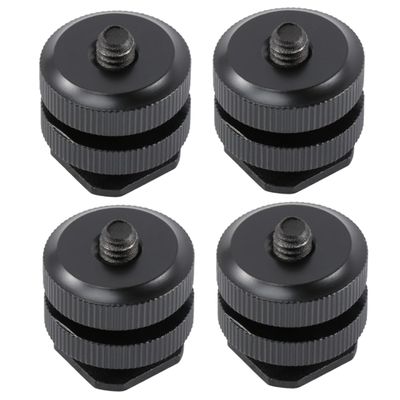 Veemoon 4pcs Aluminum Alloy Hot Shoe Adapter Tripod Screw for Cameras Microphones and Monitors Dual Cold Shoe Mount for Photography Enthusiasts