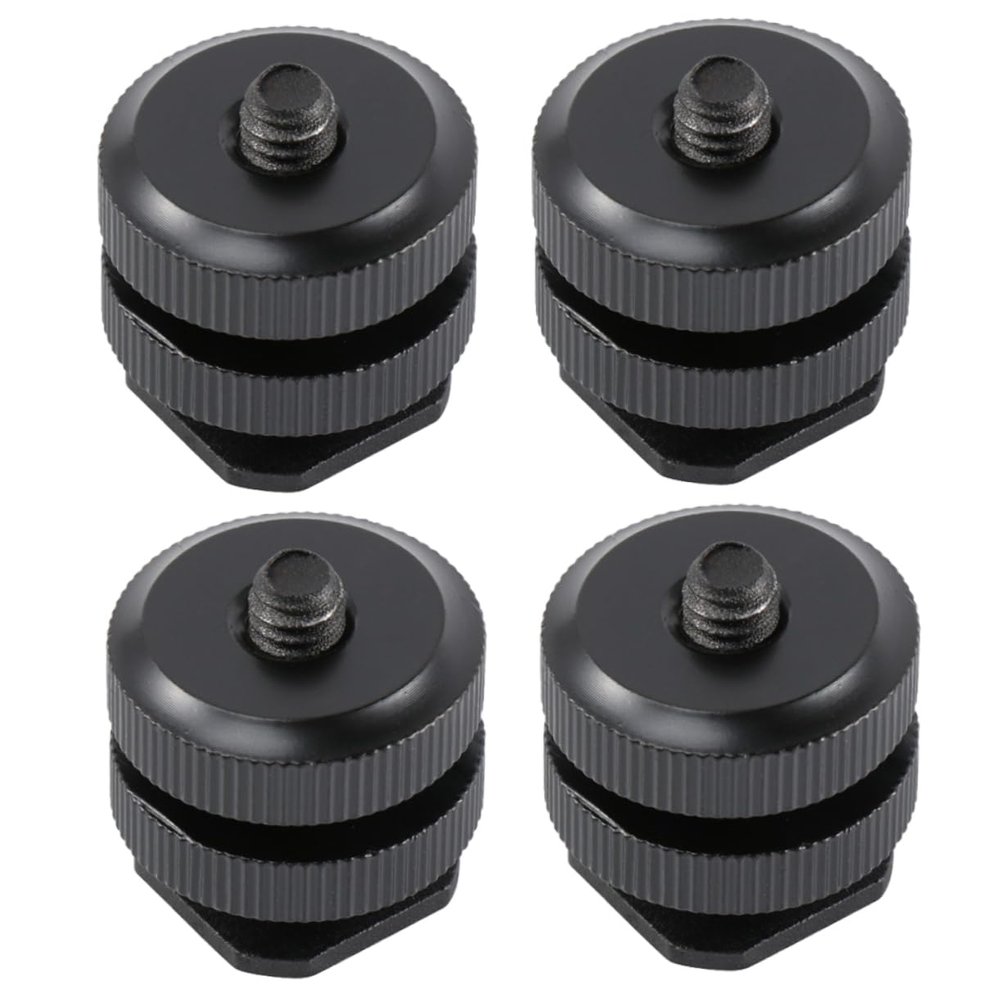 Veemoon 4pcs Aluminum Alloy Hot Shoe Adapter Tripod Screw for Cameras Microphones and Monitors Dual Cold Shoe Mount for Photography Enthusiasts