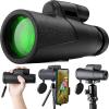 Concert Camping Telescope for Adults - 12x50 Monocular Telescope with Smartphone Holder and Tripod Mini Zoom Optics Telescope for Birds Watching/Wildlife/Hunting/Camping/Hiking/Tourism/Armoring/Living view 1