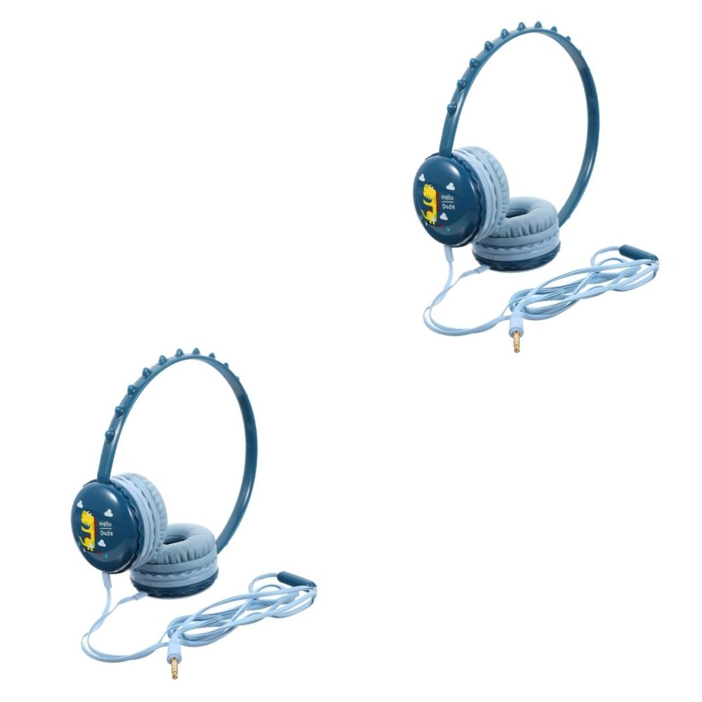 DOITOOL 2pcs Boy Girl Dinosaur Headphones Over-Ear Wired Headset for School Ergonomic Design Microphone for Tablets and Laptops Adorable Cartoon Style
