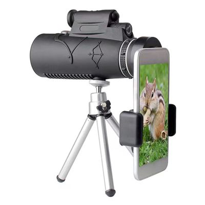 Concert Camping Telescope for Adults - Lighting 5060 Monocular with Mobile Phone Clip Tripod Telescope Mini Portable Outdoor Monocular - 10X Zoom (Color : Monocular+Clip+Tripod)