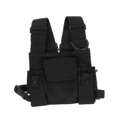 Outanaya Chest Rig Pack for Outdoor Activities Tactical Radio Shoulder Vest with Design for Hunting Hiking and Fishing Black Utility Sling Bag