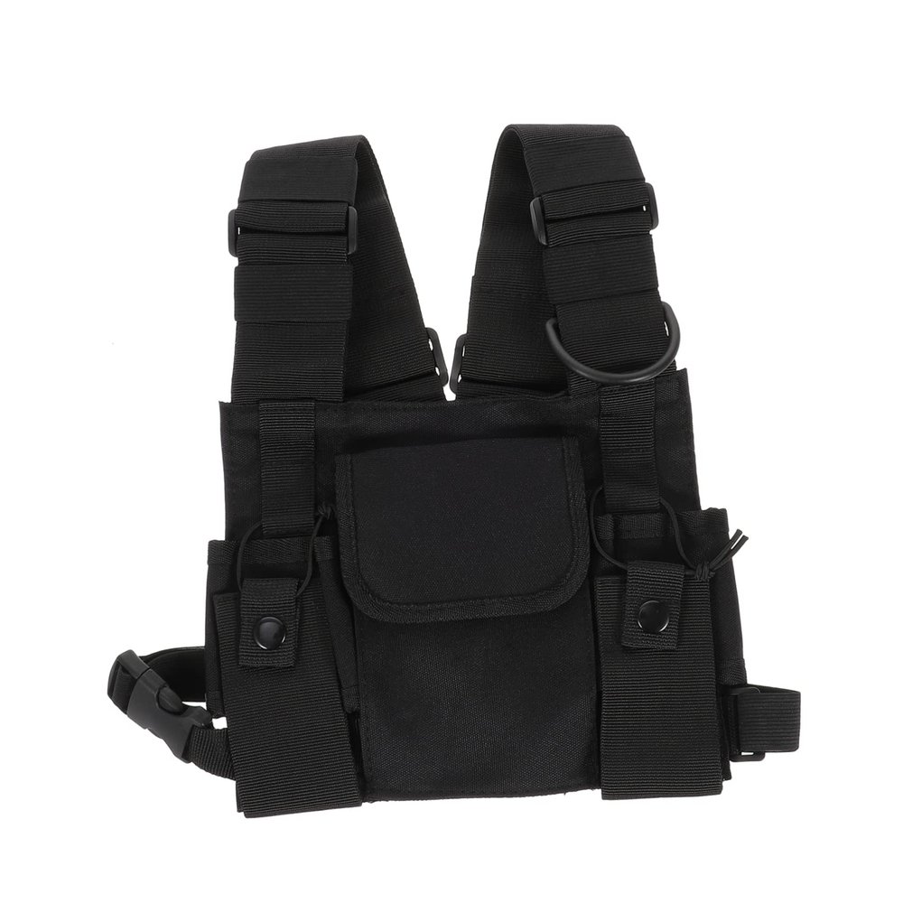 Outanaya Chest Rig Pack for Outdoor Activities Tactical Radio Shoulder Vest with Design for Hunting Hiking and Fishing Black Utility Sling Bag