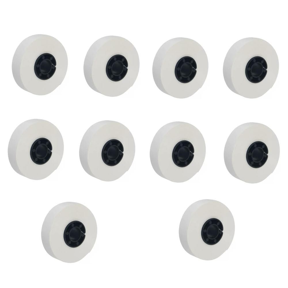 DirectNine Basics 10 Roll Label Maker Tape, Adapted Label Paper Replacement for MAX LM370 LM380 LM390 Stickers, 8m Long 6mm Wide Label Tape (White)