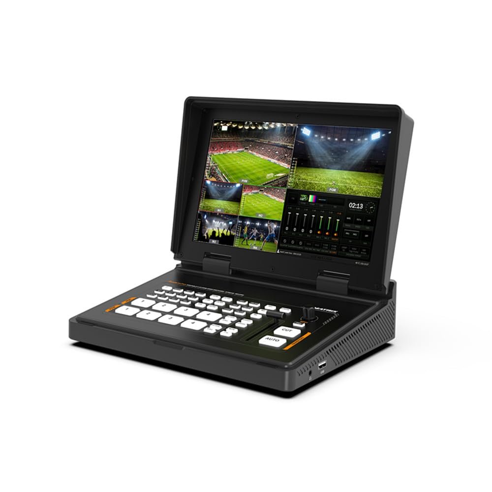 AVMATRIX Shark H4 Plus 4-Channel HDMI Video Switcher with 10.1" FHD IPS LCD Display, RTMP/SRT Stream & USB Disk/SD Card Record, AUX Output Configurable and Assignable, Downstream Key