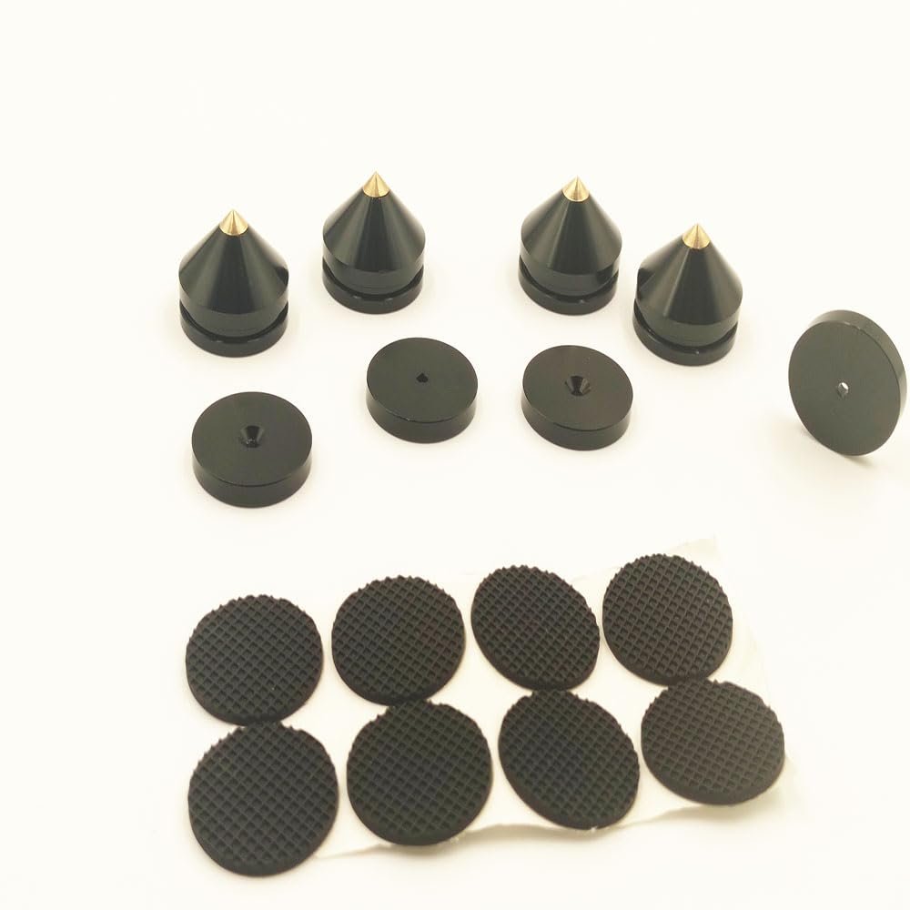 Generic 4 Sets Speaker Spikes Floor Protectors, Shockproof Speaker Isolation Stand Feet for HiFi Amplifier, Turntable Subwoofer, DAC Recorder with Adhesive
