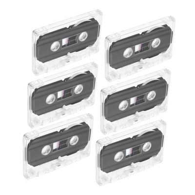 KONTONTY 6pcs Blank Cassette Tapes for Recordable Audio Compatible with Various Recorders Transparent Storage Case Durable and Long-Lasting for Speech and Music Recording
