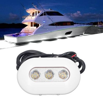 3 LED Underwater Boat Light, 5.6W 3LED Underwater Boat Light 460LM 55006300K High Brightness White Light IP68, Pushbutton Switches