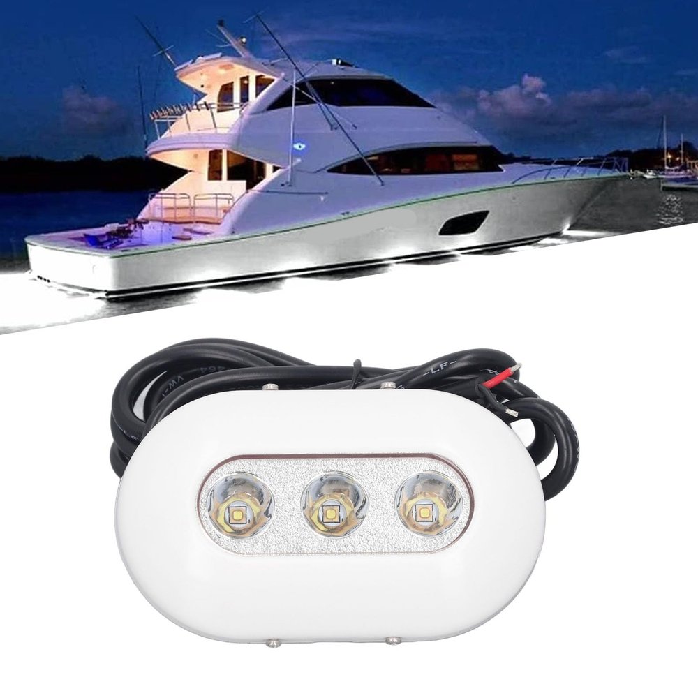 3 LED Underwater Boat Light, 5.6W 3LED Underwater Boat Light 460LM 55006300K High Brightness White Light IP68, Pushbutton Switches