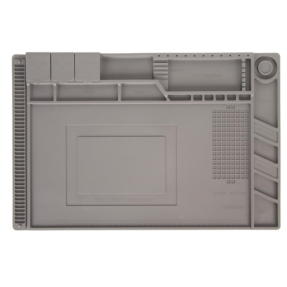 Silicone Repair Mat, 17.72 X 11.81in Heat Electronic Repair Mat, Soldering Mat with Scale and Screw Position for Soldering Iron, Phone and Computer Repair