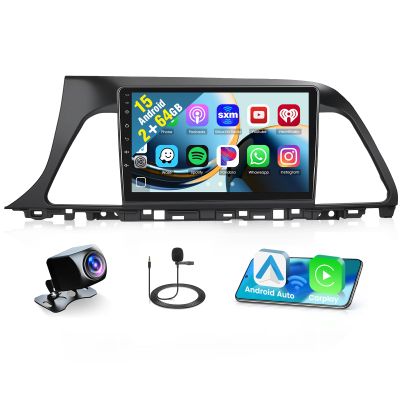 2+64G Android 15 Car Stereo for Hyundai Sonata 2015-2017 Wireless Apple CarPlay Android Auto,9 inch Touch Screen Radio Upgrade WiFi Bluetooth GPS FM RDS+Free AHD Backup Cam