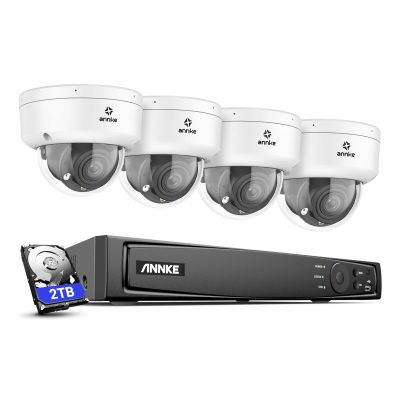 ANNKE 4K 8MP POE Security Camera System, 8CH H.265+ NVR with 2TB HDD for 27/7 Recording, 4pcs Optical Zoom IP Cameras Outdoor, AI Motion Detection, Remote Access, IP67 Waterproof